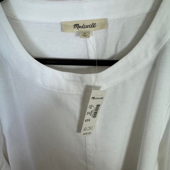 Madewell Puff-Sleeve Tee S White Crewneck Cotton Jersey Relaxed Fit Ruffle Trim - Picture 5 of 8